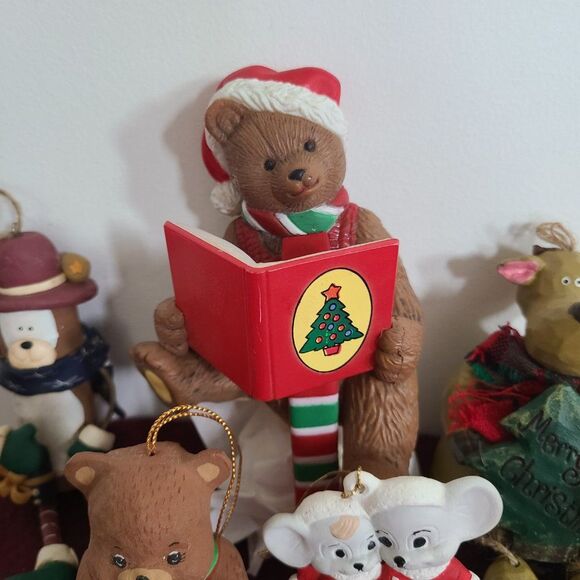 Vintage Christmas Animals Ornaments and Stocking Hanger Bundle Nine Items Lot - Picture 3 of 16